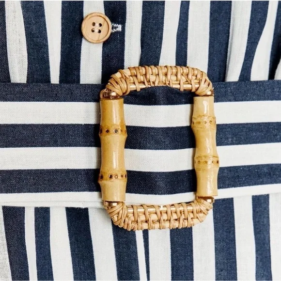 Zara Navy and White Striped Long Sleeve Dress - Picture 6 of 6